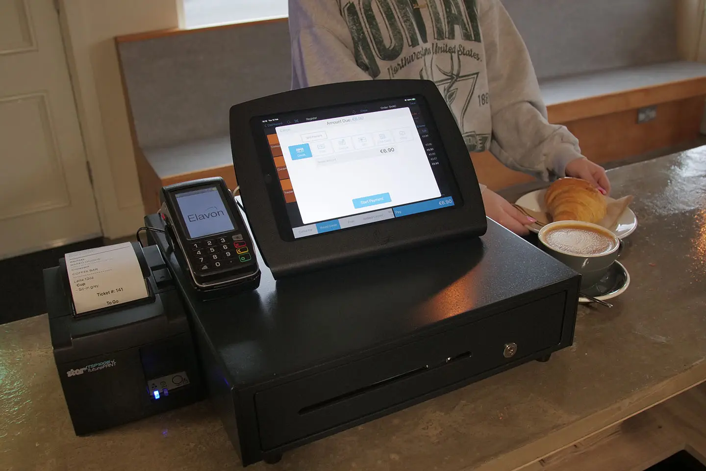 ePOS and terminal in a cafe